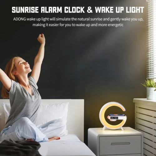 All In One G Shape Led Night Lamp With Mobile Charger Alarm Clock Bluetooth