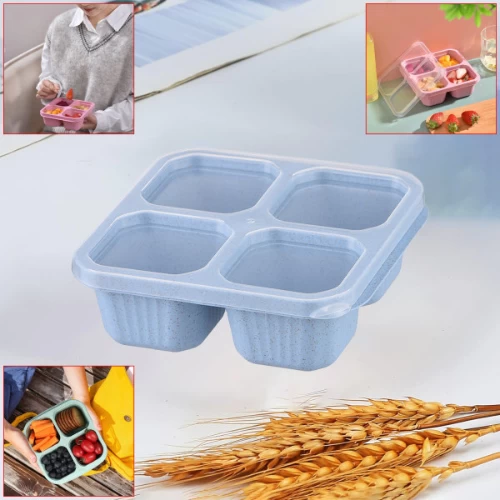 Multifunctional 4 Compartment Food Snack Box With Lid, Household Lunch Box Perfe