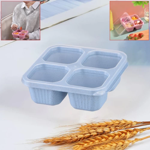 Multifunctional 4 Compartment Food Snack Box With Lid, Household Lunch Box Perfe