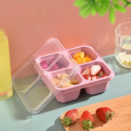 Multifunctional 4 Compartment Food Snack Box With Lid, Household Lunch Box Perfe