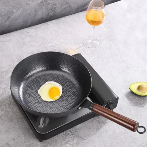 Household Hand-Forged Hammered Iron Pot Uncoated Non-Stick Frying Pan Induction
