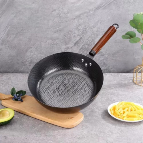 Household Hand-Forged Hammered Iron Pot Uncoated Non-Stick Frying Pan Induction