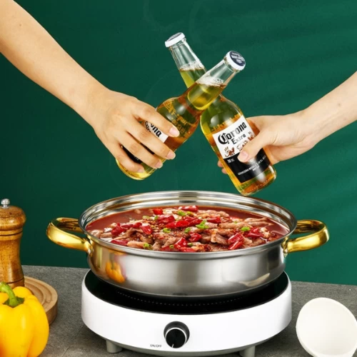 Set Of 3 Pcs Stainless Steel Soup Pot, Frying Wok, Milk Pot, Non-Stick With Top