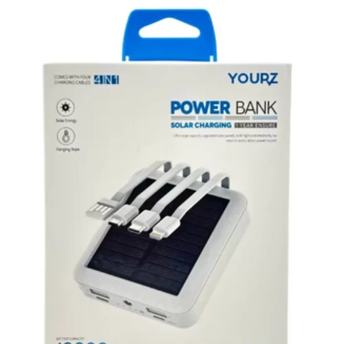 Yourz Solar Charging Four Charging Cables Power Bank Model R19- 10000mah