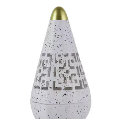 Arabic Cone Shape Ceramic Incense Bakhroor Burner With Steel Plate- White