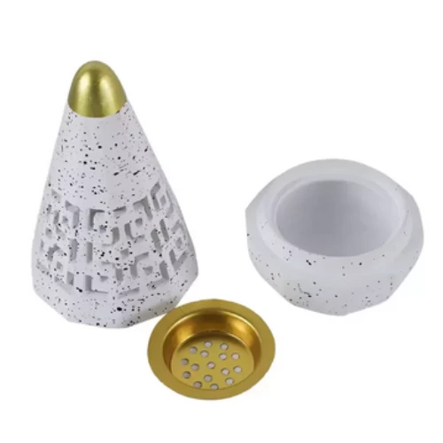 Arabic Cone Shape Ceramic Incense Bakhroor Burner With Steel Plate- White