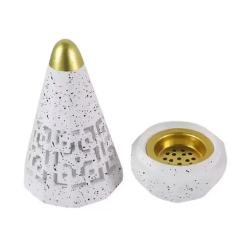 Arabic Cone Shape Ceramic Incense Bakhroor Burner With Steel Plate- White