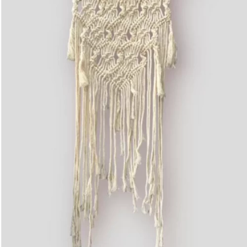 Wall Hanging Cotton Hand Woven Wall Tapestry For Beautiful Wall Art- Cream