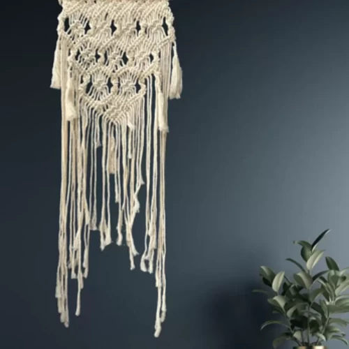 Wall Hanging Cotton Hand Woven Wall Tapestry For Beautiful Wall Art- Cream