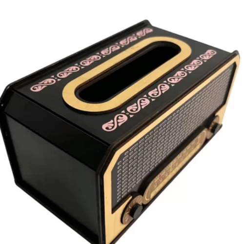 Wooden Retro Radio Design Tissue Box Decorative Facial Tissue Dispenser- Brown 2