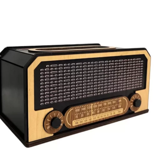 Wooden Retro Radio Design Tissue Box Decorative Facial Tissue Dispenser- Brown 2
