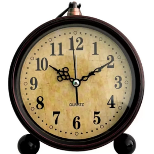 Unique Vintage Design Battery Operated Bedside Non Tickling Analog Alarm Clock-
