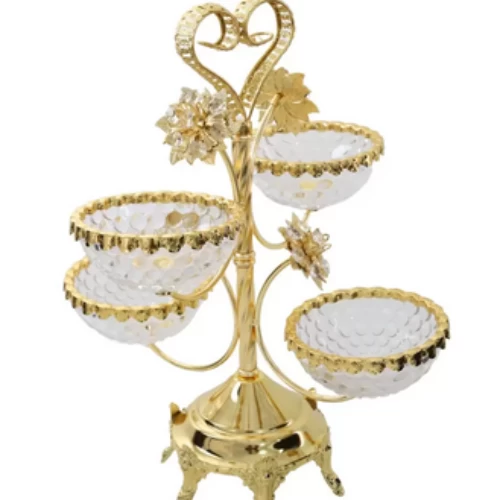 Elegant Temperament Glass Wrought Iron Fruits Plate, Multi-layer Candy And Snack