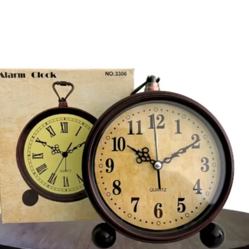 Unique Vintage Design Battery Operated Bedside Non Tickling Analog Alarm Clock-