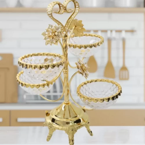 Elegant Temperament Glass Wrought Iron Fruits Plate, Multi-layer Candy And Snack