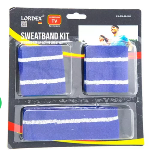 Lordex Fitness-Sweat Band Kit-3pcs One Head Band, Two Wrist Bands, LX- PH- M-183