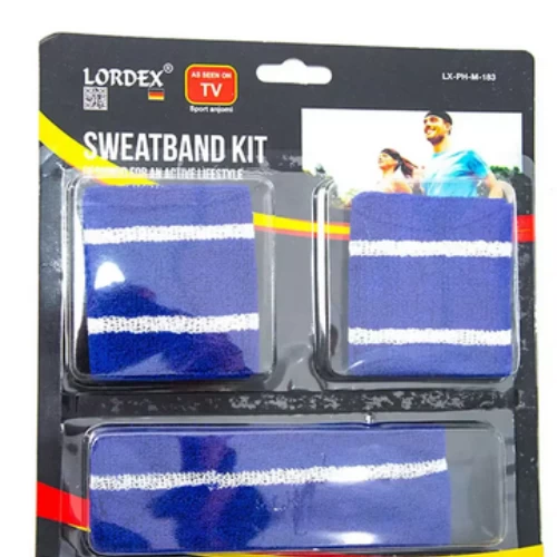 Lordex Fitness-Sweat Band Kit-3pcs One Head Band, Two Wrist Bands, LX- PH- M-183