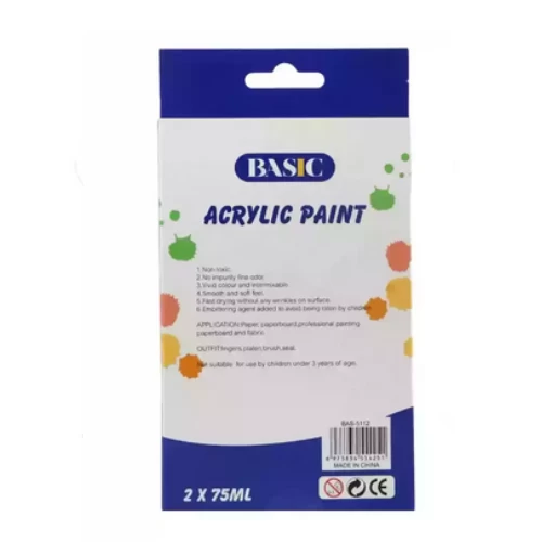 Basic Acrylic Painting Metallic Color Sets Golden and Silver- 2X75ml