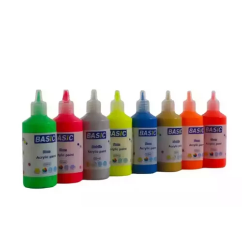 Basic Acrylic Painting Color Sets 6pcs Neon and 2pcs Mettalic Colors- 8X50ml