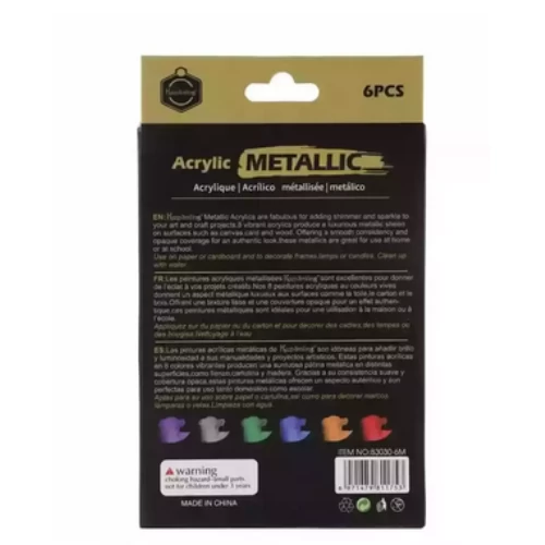 Metallic Acrylic Colors Set, Multicolor Metallic Acrylic Color Set with Smooth C