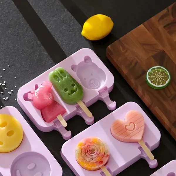 Cartoon Design Ice Cream Making Mold Silicone Popsicle Ice Lolly Molds Homemade