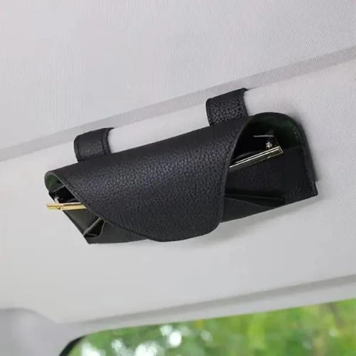 Universal Car Visor Sunglasses Holder Case Synthetic Leather Eyeglasses Holder S