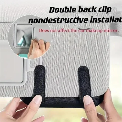 Universal Car Visor Sunglasses Holder Case Synthetic Leather Eyeglasses Holder S