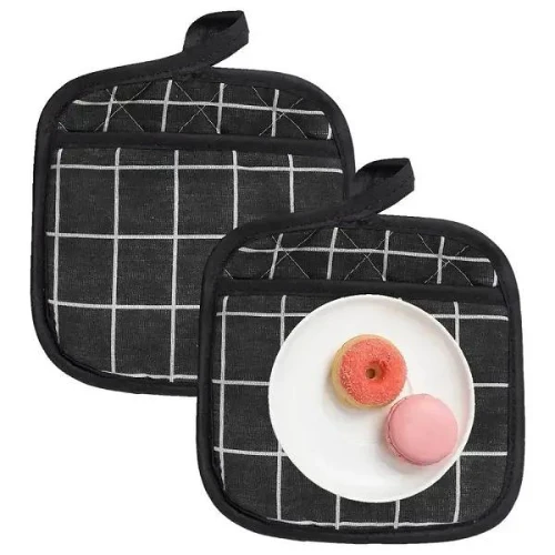 2PCs Printed Thermal Anti-Heat Microwave Oven Hook Mitts Set Hand Protection Coo