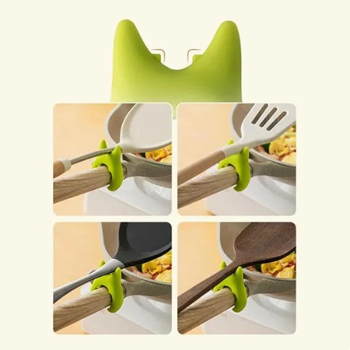 Heat Resistant Spatula Holder Clip Non Slip Silicone Stove Pot Rim Spoon Holder
