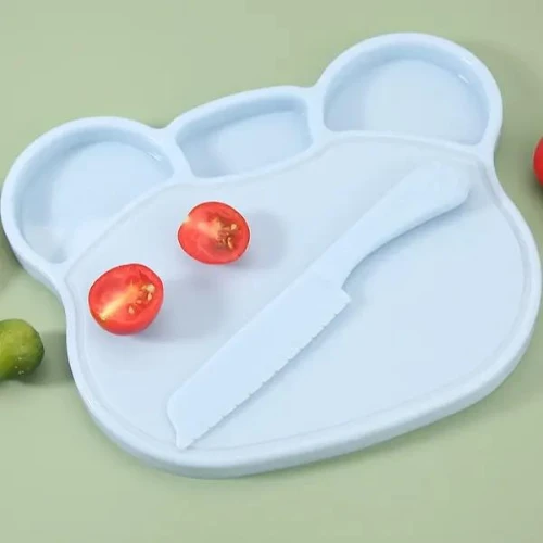 Cartoon Design Food Grade Children Feeding Plate Knife Fork Kindergarten Learnin