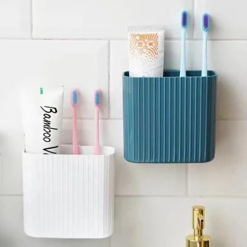 Wall Mount Bathroom Rack Toothbrush Holder, Toothpaste Storage Box, Multipurpose