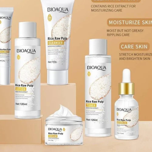 Rice Raw Pulp Face Skin Care Products Set Moisturizing Cream Face Cleaning Skin