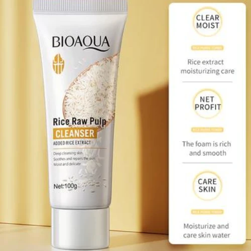 Rice Raw Pulp Face Skin Care Products Set Moisturizing Cream Face Cleaning Skin