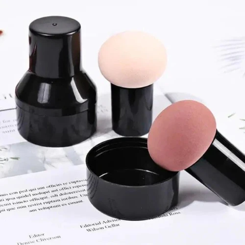 One Piece Mushroom Shape Powder Puff, Makeup Beauty Blender Sponge With Storage