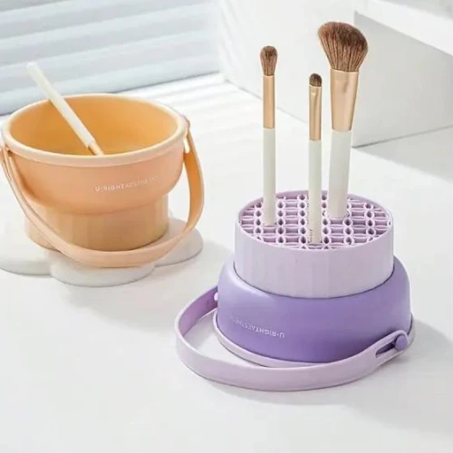 Silicone Makeup Brush Cleaning Bucket Sponge Brush Puff Cleaner Comb Dust Removi