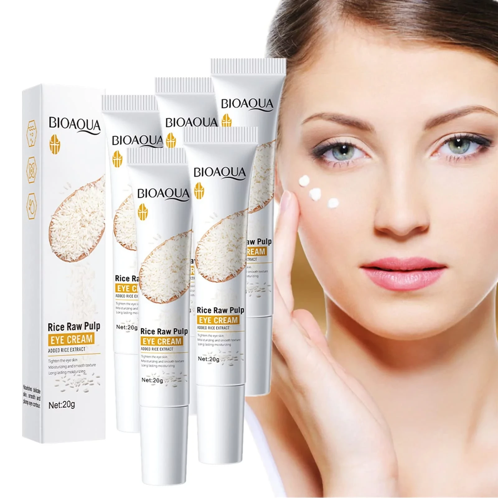 Anti Aging Rice Raw Pulp Eye Cream Anti Dark Circles Cream Face Care Skin Tighte