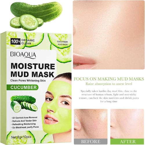 Cucumber Face Mud Mask Shrinks Pores Moisturizing Cleansing Mask Skin Care Oil C