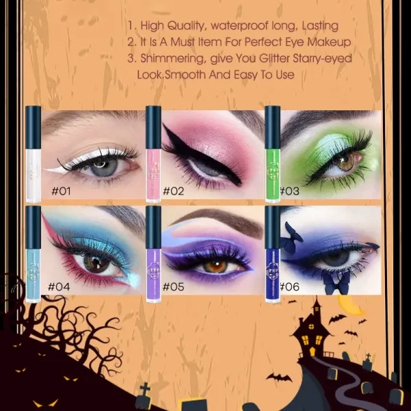 Set Of 6 Pieces Long Lasting Waterproof Liquid Eyeshadow, Women Eye Beauty Liner