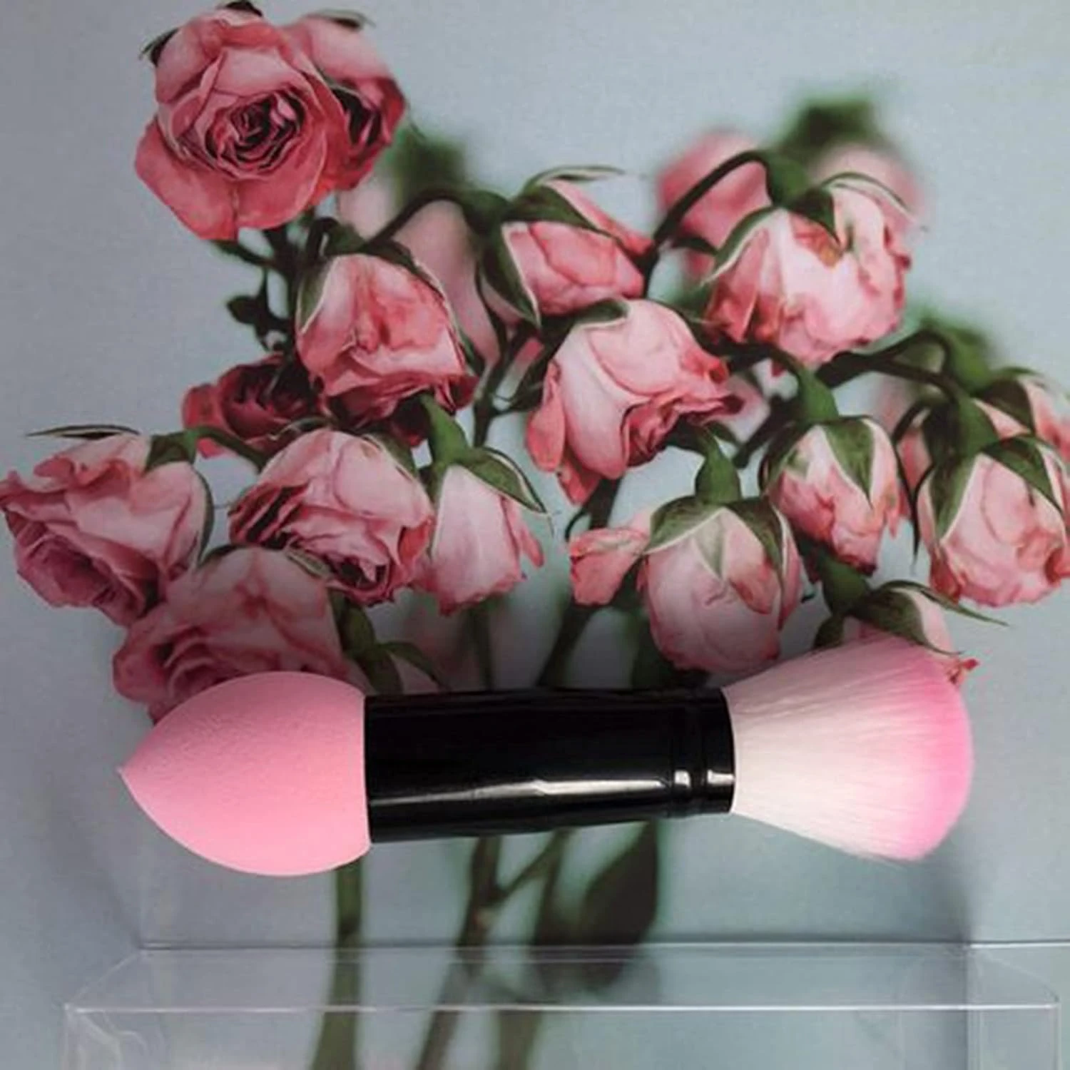 Professional Pink Makeup Brush with Dual Heads and Sponge for Women