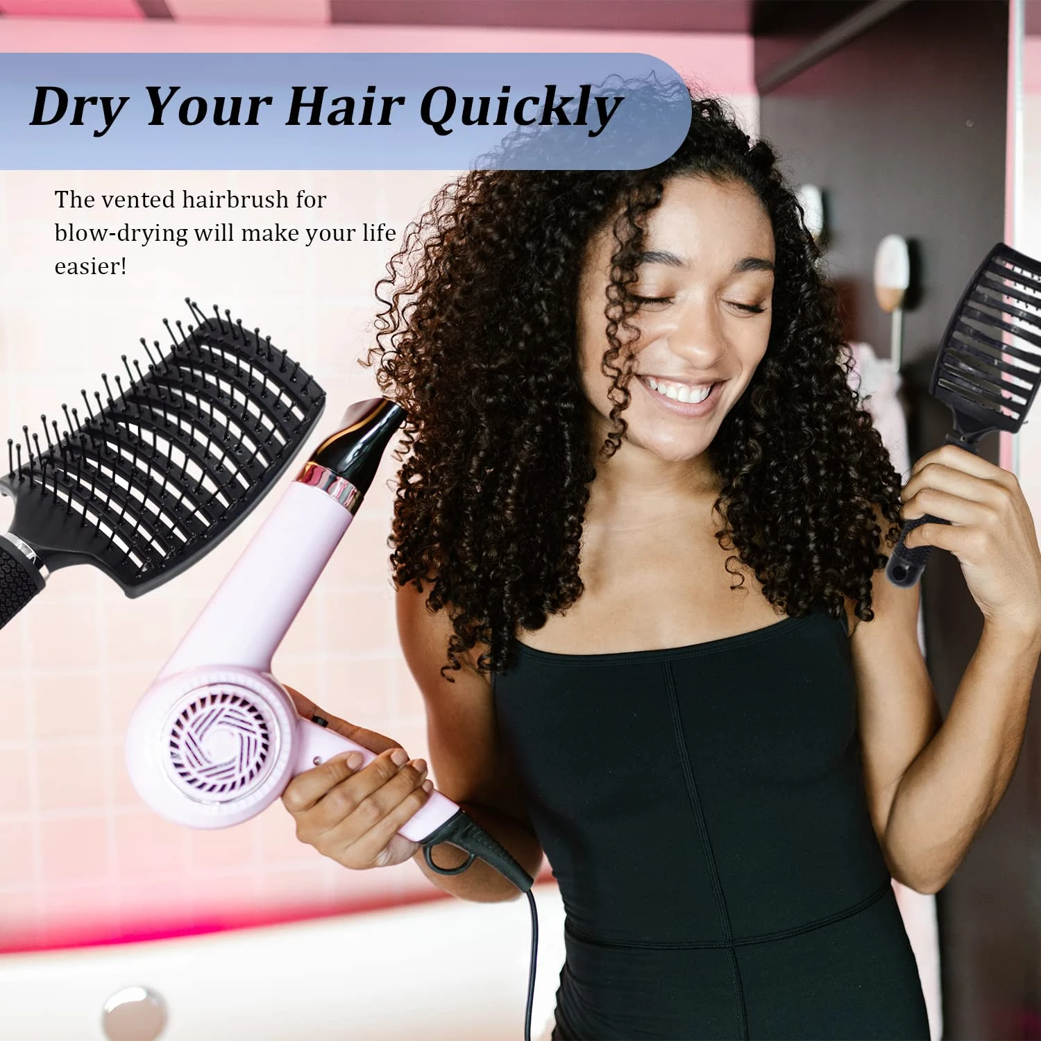 Detangling Hair Styling Brush Curved Design Bristles Women Long Thick Thin Curly