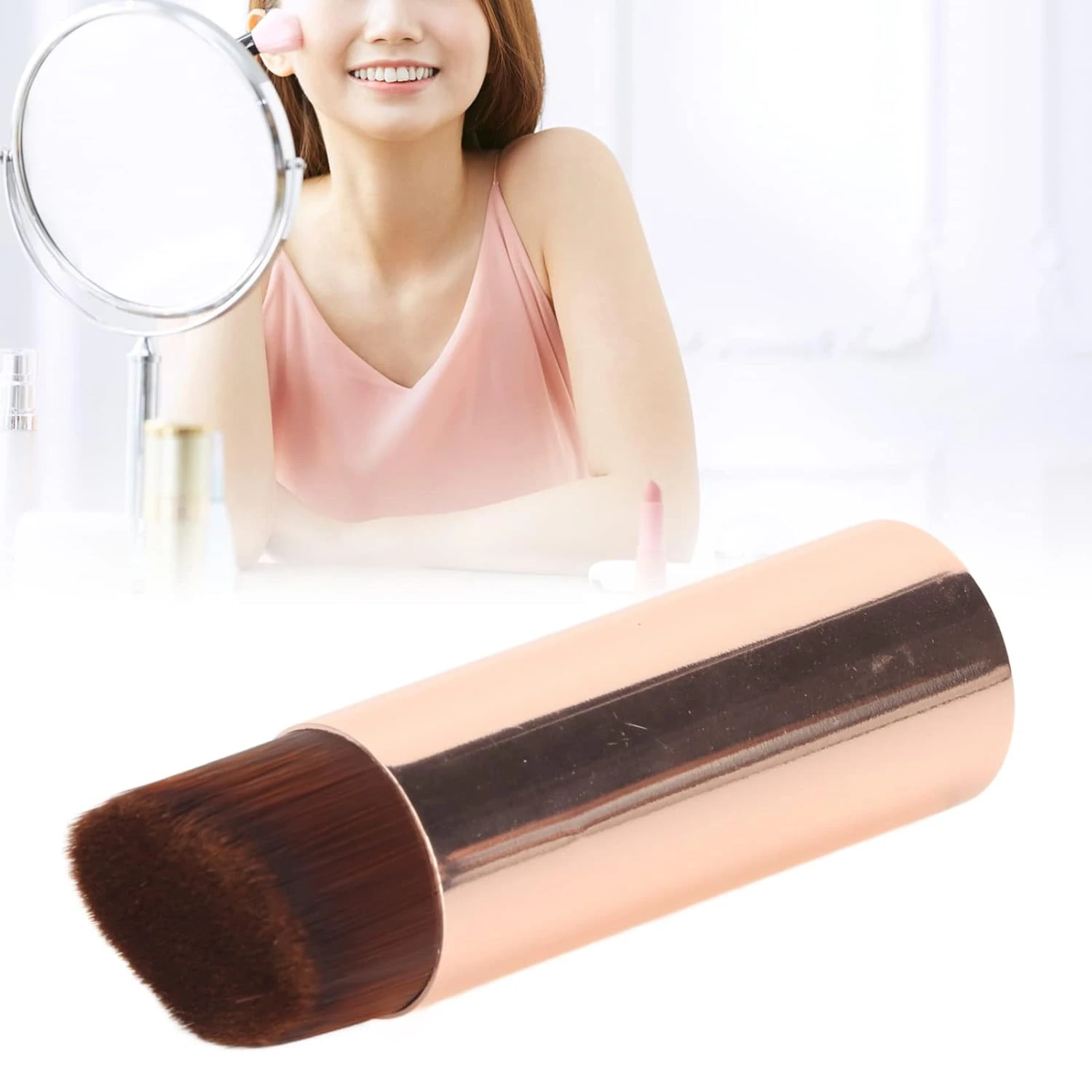 Portable Flat Oblique Head Makeup Brush - Blending Beauty Tool