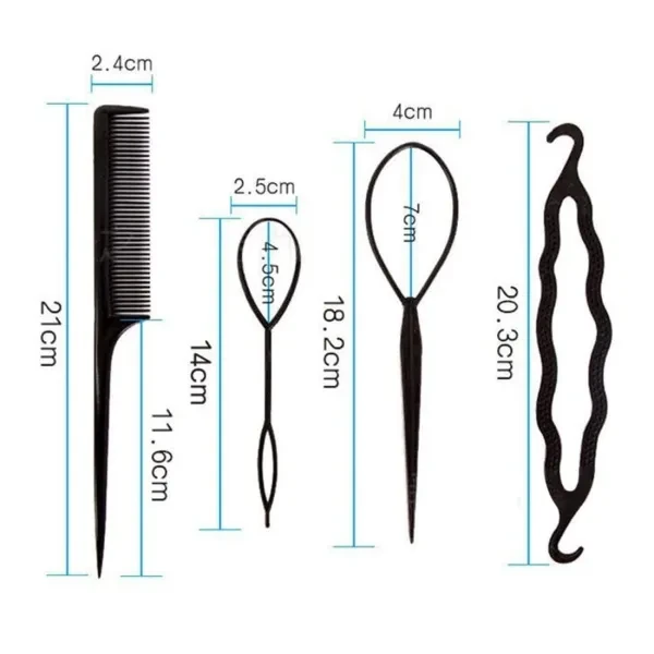 Black Hair Curlers (4PCS) - Portable Styling Tools for Gorgeous Hairstyles