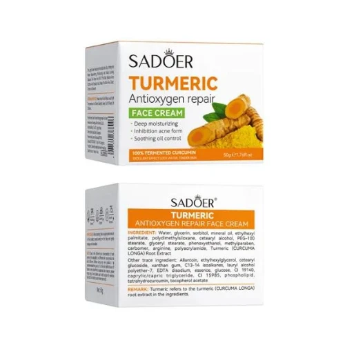 Sadoer Turmeric Antioxygen Repair Face Cream Deep Moisturizing Soothing Oil Cont