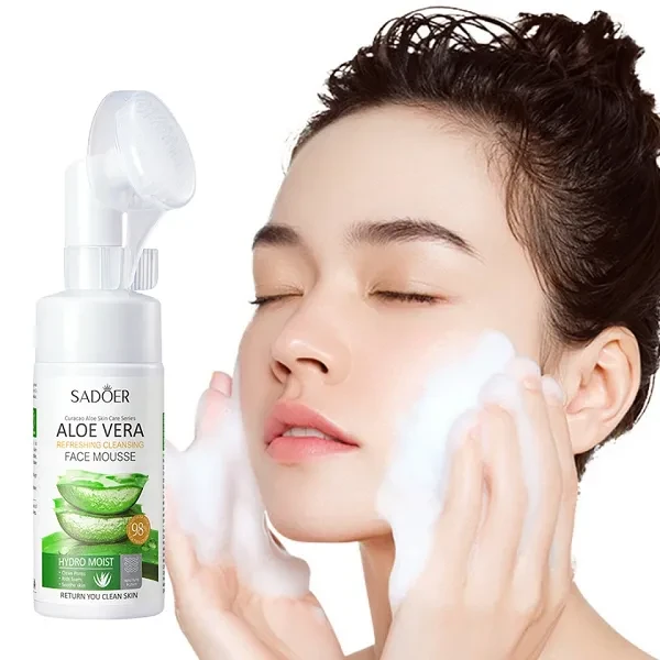 Aloe Vera Facial Cleanser, Gentle Face Wash Silicone Brush, Hydrate Hyaluronic O