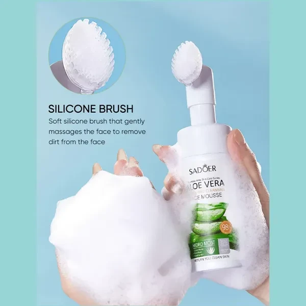 Aloe Vera Facial Cleanser, Gentle Face Wash Silicone Brush, Hydrate Hyaluronic O