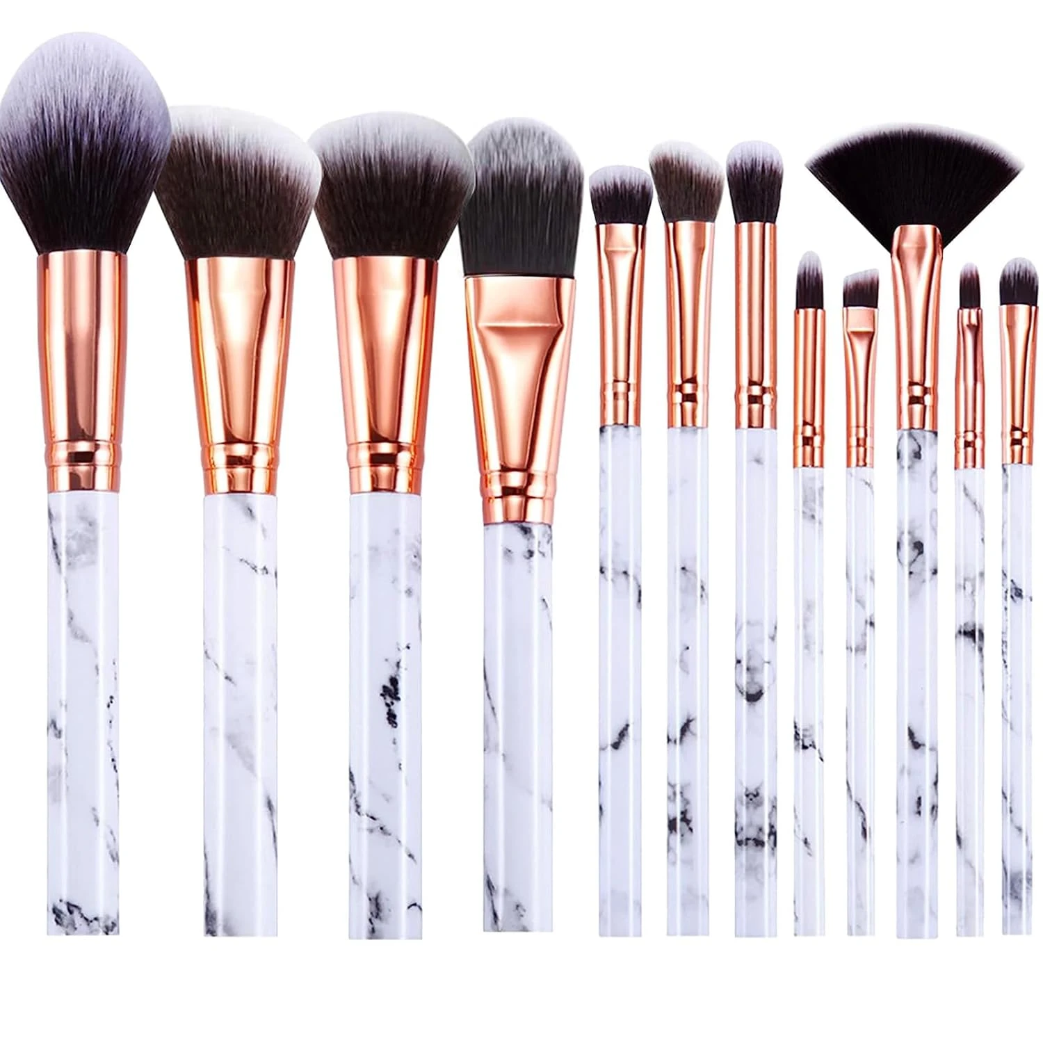 Marble Design Women Makeup Brushes - 10 Piece Set