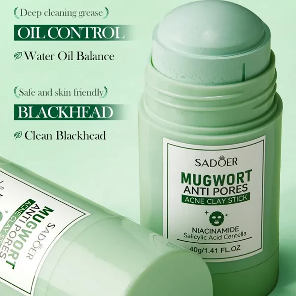 Mugwort Clay Mask Stick, Acne Mud For Face Blackhead Remover Deep Pore Cleansing