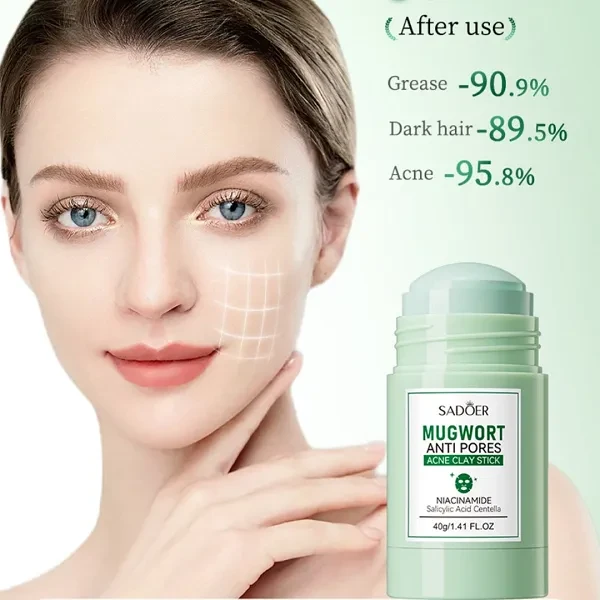 Mugwort Clay Mask Stick, Acne Mud For Face Blackhead Remover Deep Pore Cleansing