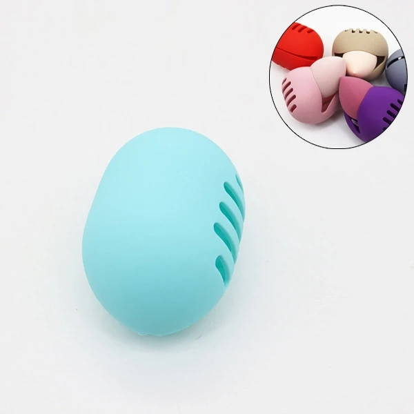 Green Silicone Portable Makeup Sponge Holder Travel Cosmetic Face Blender Egg Ho