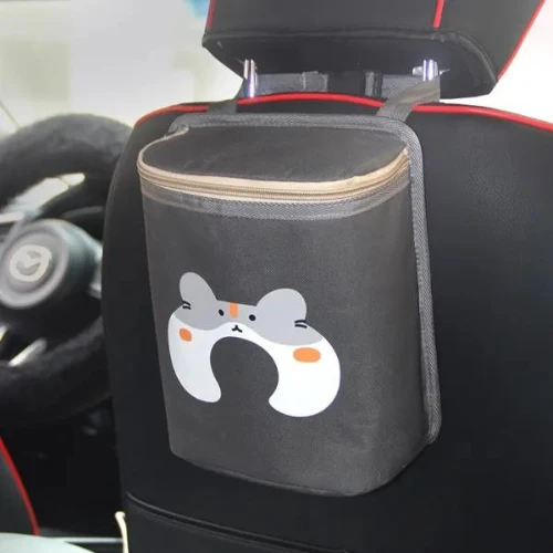 Insulated Blue Animal Print Car Seat Back Storage Bag